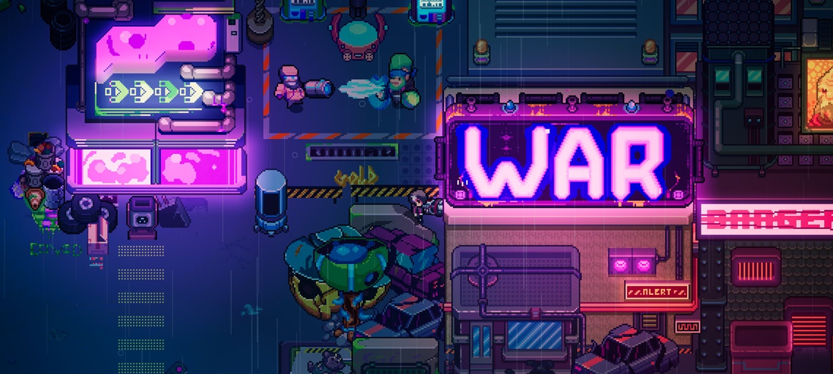 Cena de ação do jogo Cyberwar: Neon City